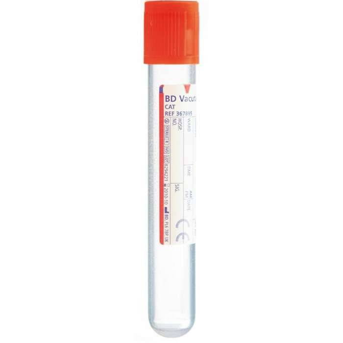 BD Vacutainer 10ml Serum Red Blood Collection Tubes - 100